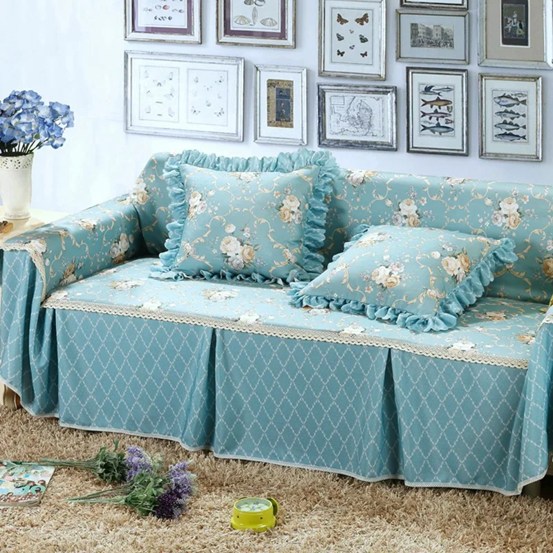 

Cotton Full Sofa Cover Sofa Cushion Tablecloth Skirt Fabric Stitch Europe Style Seasons Available Home Wedding Decorating