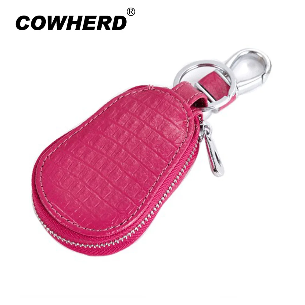 

2019 Genuine Leather Car Key Wallets Housekeeper Holder Mens Leather Keys Cases Covers Women Zipper Keychain Bag Pouch Purse 036
