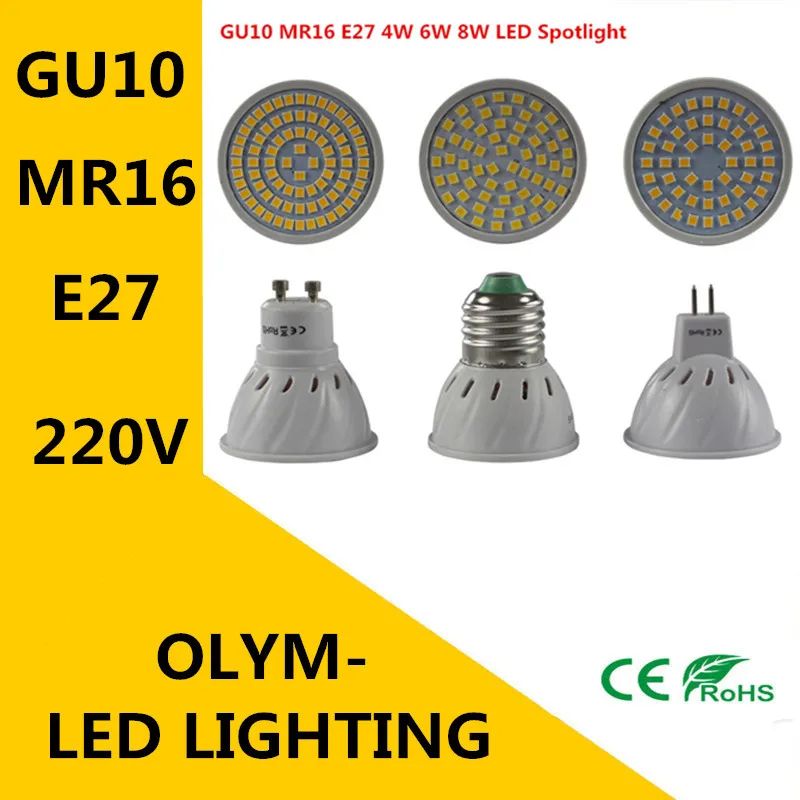 

20X Lamp27 E27 MR16 GU10 LED FLASHLIGHT 220 V 230 V LED Bulbs Lamp 4 W 6 W 8 W 48LED 60LED Spot 80LED 2835 Lamp Plant light