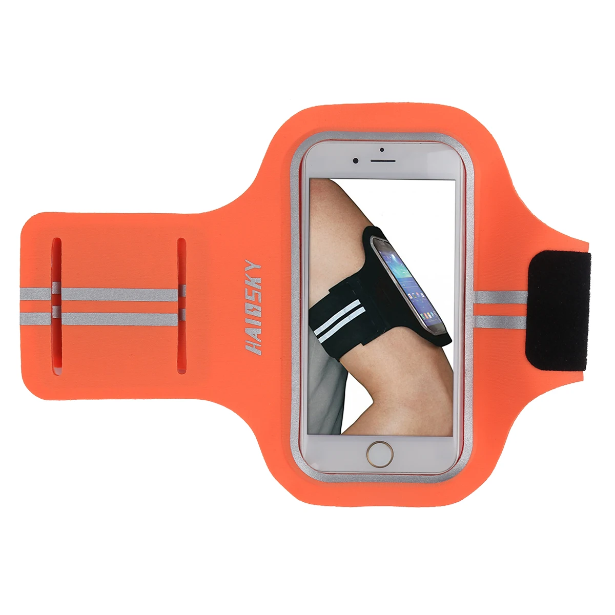 HAISSKY 5,2 универсальная спортивная нарукавная повязка-чехол для бега для смартфона для iPhone X XS 6s 7 8 5 5S SE нарукавная повязка на руку чехол для samsung Xiaomi huawei - Цвет: Orange