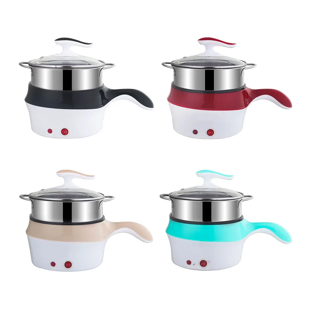 

Electric Mini Pot Double Layer Hotpot Mini noodles cooker non-stick skillet Steamed eggs Soup Cooking pot Food Steamer