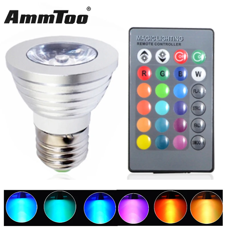 E27 светодиодная RGB лампа AC 110 В 220 4 Вт точечная 85-265 в диммируемая Праздничная
