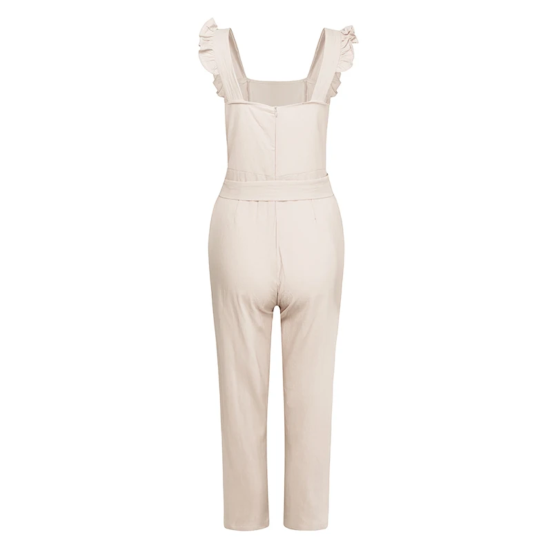 2019 Fashion Women Casual Sleeveless Jumpsuits Linen Shirred Frill Elegant Rompers Jumpsuits Long Harem Pants Holiday Overalls 2019 Fashion Women Casual Sleeveless Jumpsuits Linen Shirred Frill Elegant Rompers Jumpsuits Long Harem Pants Holiday Overalls