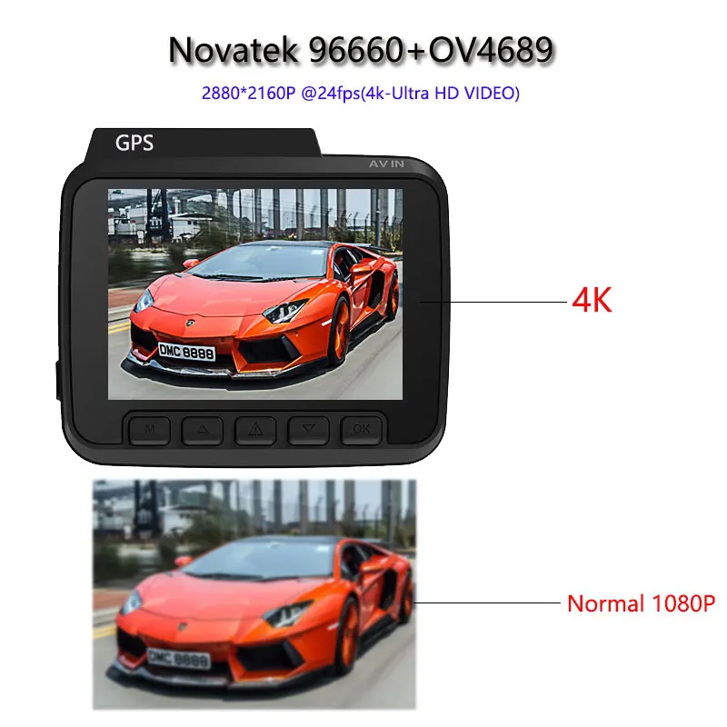 Novatek 96660 wifi Автомобильный видеорегистратор 4K 2160P автомобильные камеры gps Две камеры ночного видения видеорегистратор регистратор приложение для IOS Android