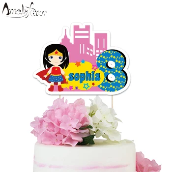 

Superhero Theme Party Paper Cake Topper Hero Girls Captain Marvel Event Birthday Party Decorations Supplies Custom-Made Topper