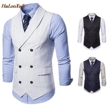 HuLooXuJi мужские жилеты в классическом британском стиле, деловой строгий костюм, жилет, торжественное платье, размер США: XS-2XL