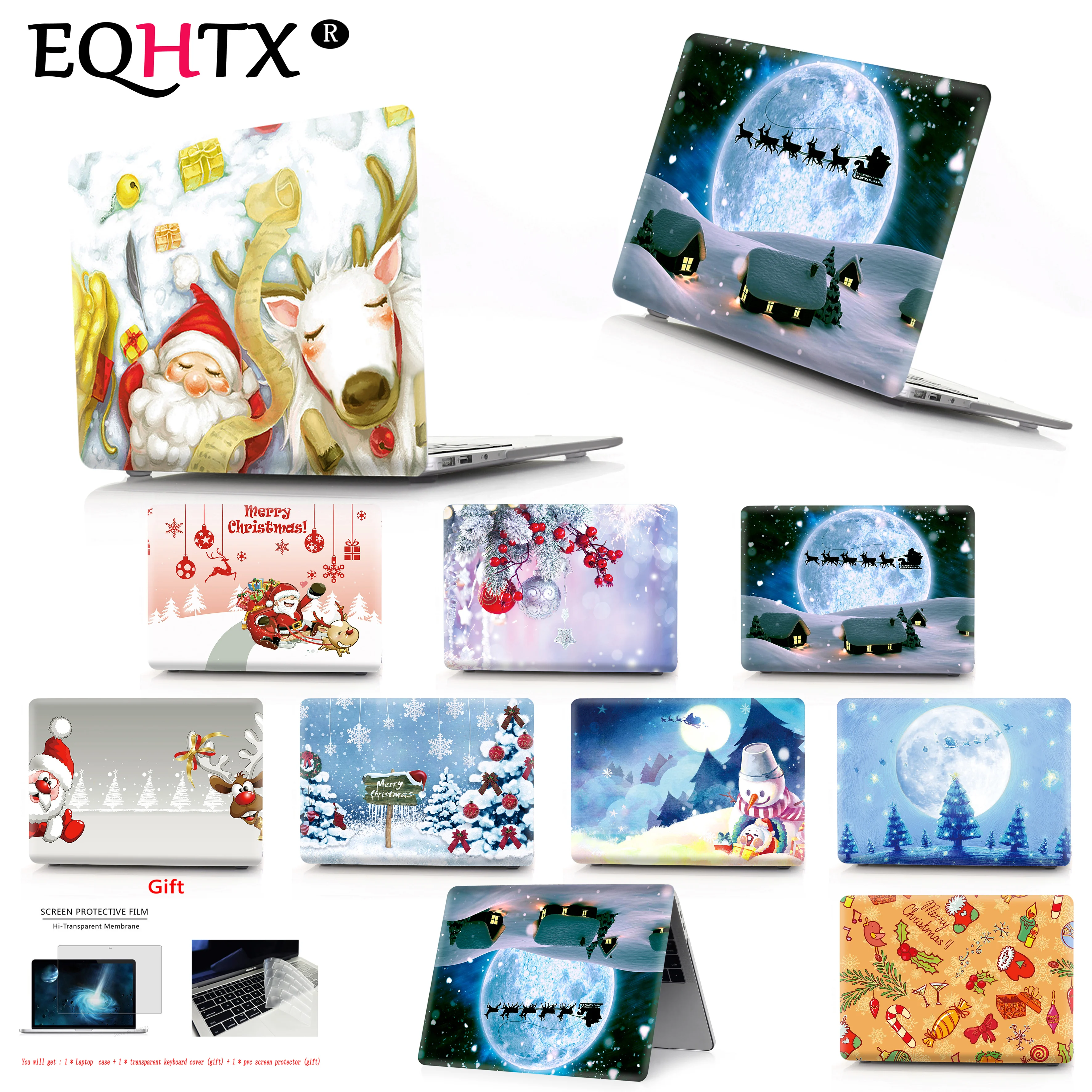 

For Mac Book New Air Pro 13 15 Touch Bar Laptop Case For Mac Book Air Pro Retina 11.6 12 13.3 15.4 Inch Christmas Color Printing