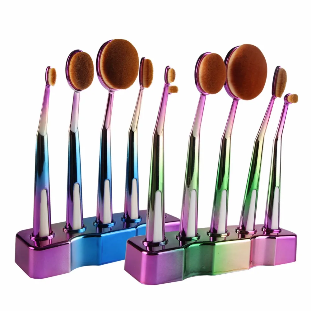5pcs Oval Makeup Brushes Holder Toothbrush Makeup Brushes Set Drying