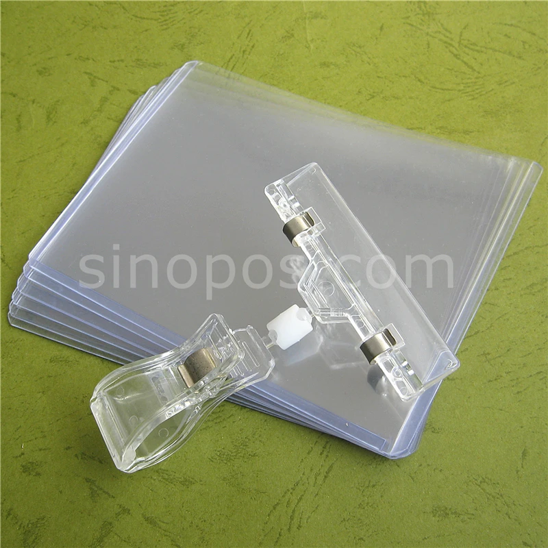 

Vinyl Pouch POP Clip Sign Holder Combo, poster tag card case label sleeve PVC envelope plastic protective pocket shop pricing