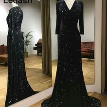 Красивое Черное вечернее платье русалки с блестками вечернее платье с длинным рукавом размера плюс женские вечерние платья