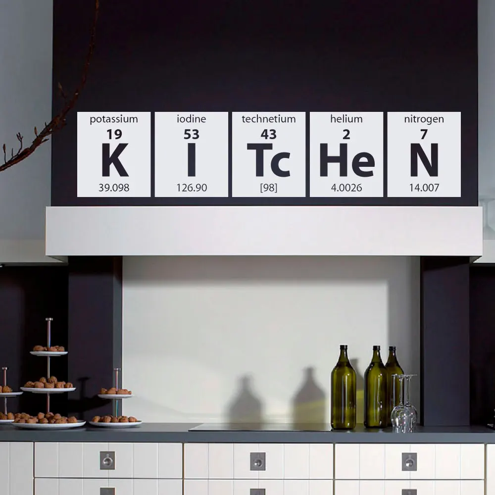 Kitchen Wall Sticker Periodic Table of Elements Wall Decal Kitchen Cooking Vinyl Lettering Wall Poster Family Home Decor AY1657