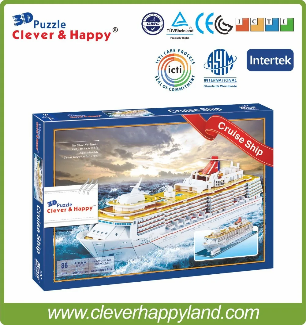 2014 новая умная и happy land 3d головоломка модель круизного корабля большой пазл для