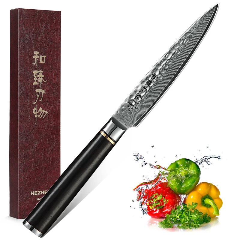 5 дюймов Универсальный нож кухонные ножи бренд японский VG10 Дамасская сталь Высокое качество нож для очистки овощей инструменты для приготовления пищи ручка из черного дерева