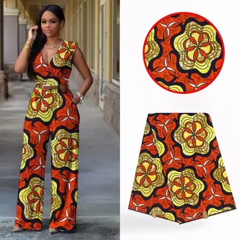 

6Yards/lot Good quality red african wax yellow printed design batik wax fabric for clothes VH162-6