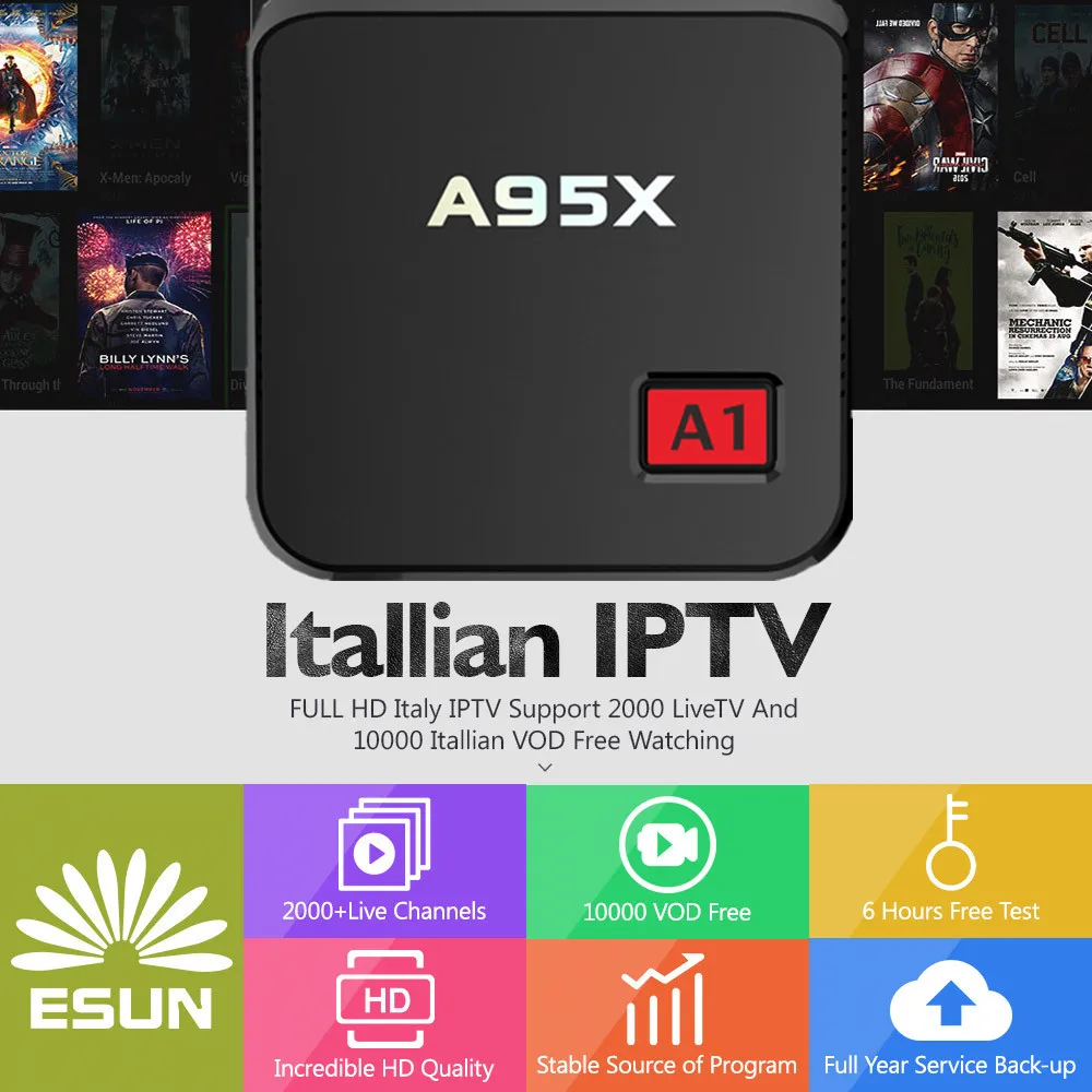 

Italy IPTV 1 Year Included NEXBOX A95X A1 Android TV Italy IPTV EPG 4000+Live+VOD configured Europe Albania ex-yu XXX channe