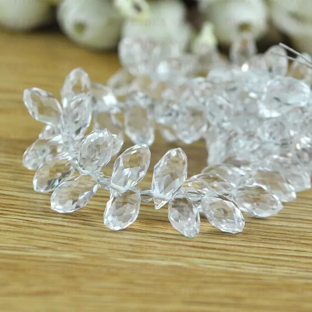 100pcs 6x12mm Clear Color Briolette Pendants Waterdrop Crystal Glass Jewelry Loo 100pcs 6x12mm Clear Color Briolette Pendants Waterdrop Crystal Glass Jewelry Loo