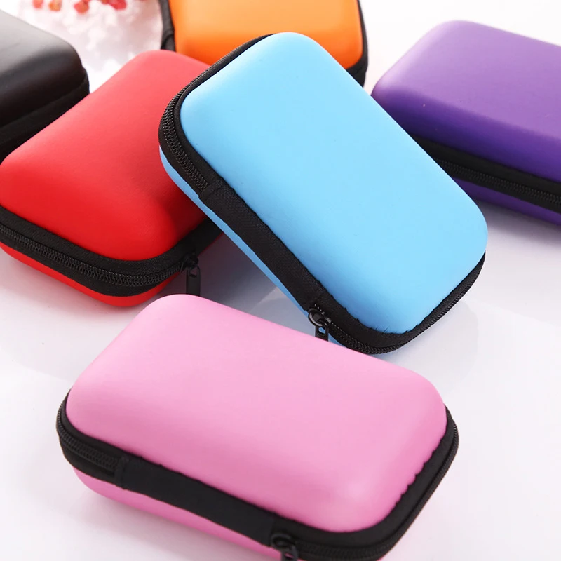 prativerdi Zippered Lock Hard Earphone Case EVA Leather Headphone Storage Bag Protective Usb Cable  Portable travel Organizer5