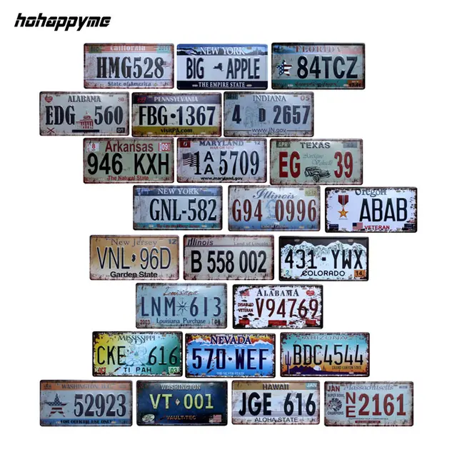 Hohyme American Car Plates Number Usa License Plate Garage Plaque Hohyme American Car Plates Number Usa License Plate Garage Plaque Metal Tin Sign Bar Decoration Vintage Home Decor 15x30cm