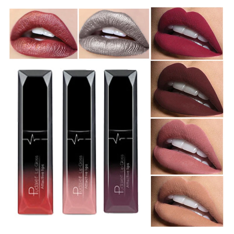 

Pudaier Makeup Lip Gloss Cosmetics Long Lasting Pigment Metallic Sexy Red Lip Tint Velvet Matte Nude Liquid Lipstick Maquiagem