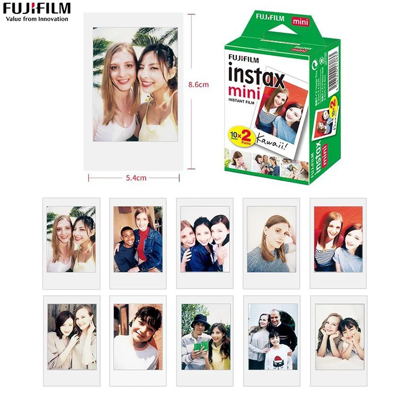 Оригинал 20 шт. Fujifilm Instax mini 8 пленок белый край 3 дюйма для мгновенной камеры 7 9 25 50 s 70 90 SP-1 SP-2 фотобумага