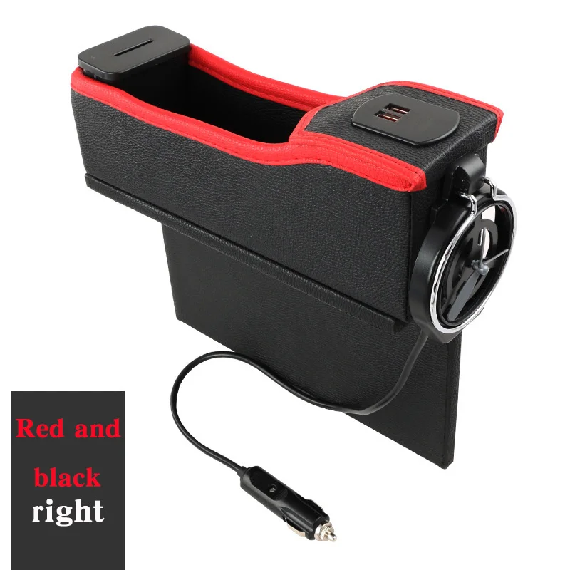 Автомобильное кресло щелевая коробка для хранения чашка держатель для напитков Органайзер автоматический зазор карман два USB зарядка интерфейсы контроль напряжения - Название цвета: Black red right