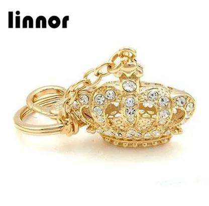 

Dincior Luxury Crystal Crown Keychain Gold Metal Rhinestone Keyring for Women Party Gift Bag/Cell Phone Pendant Key Chain Ring