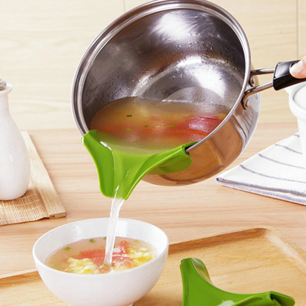 

Pots Pans Rim Leak-proof Kitchen Silicone Funnel Kitchen Tools Color Random