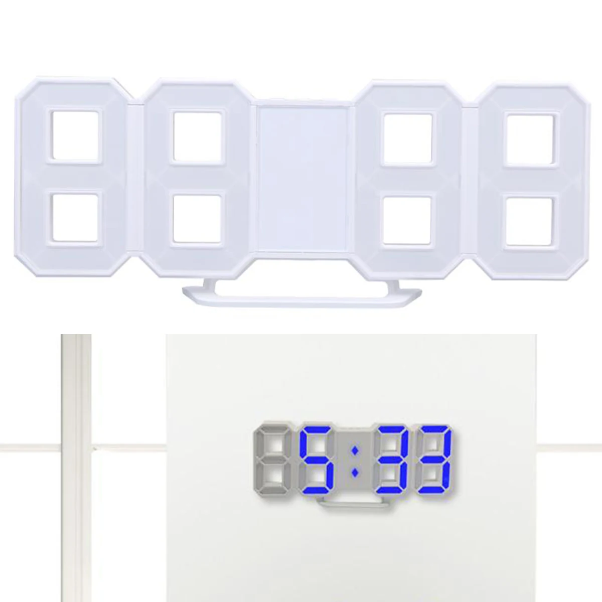Цифровые настольные часы USB 3D светодиодный 12/24 часов дисплей будильник с режимом повтора 8888 дисплей голосовые электронные часы - Цвет: Blue