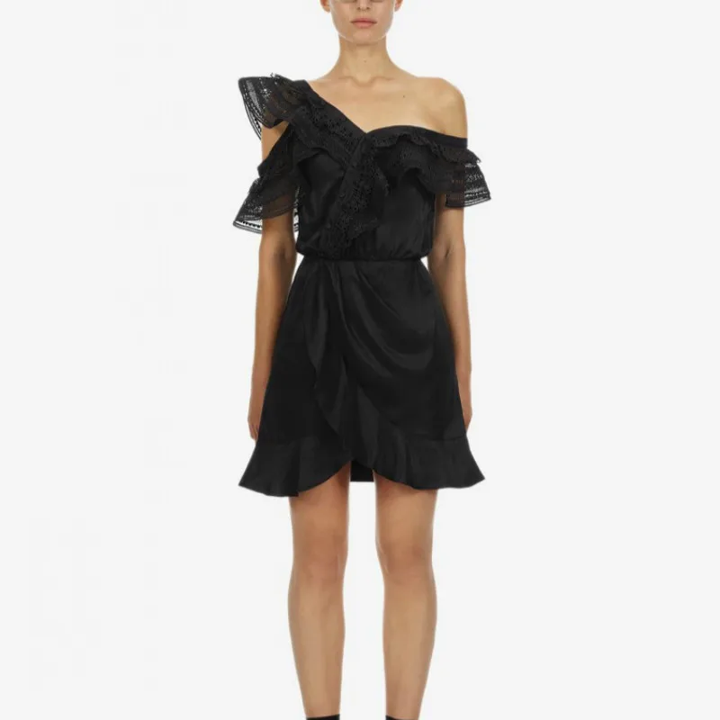 

New Women Mini Dress Self Portrait High Street Sexy One Shoulder Off Ruffles Slim Dresses Ladies Vacation Clothing High Quality