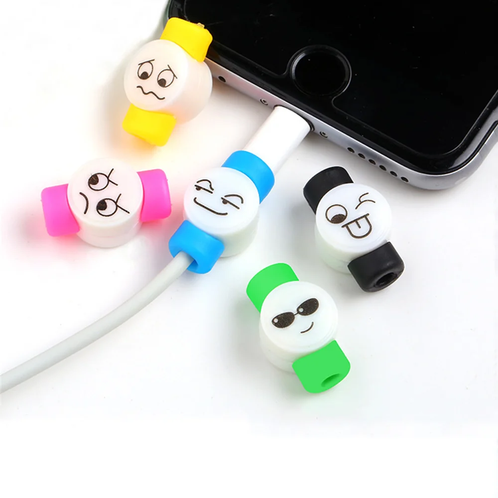 

10pcs Cute Cartoon Cable Protector Cute Earphone USB Cable Winder Wire Organizer Holder Wrap Cord Desk Set Compatible for IPhone