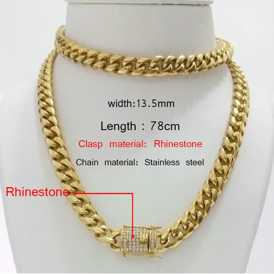 13.5mm rhinestone necklace gold