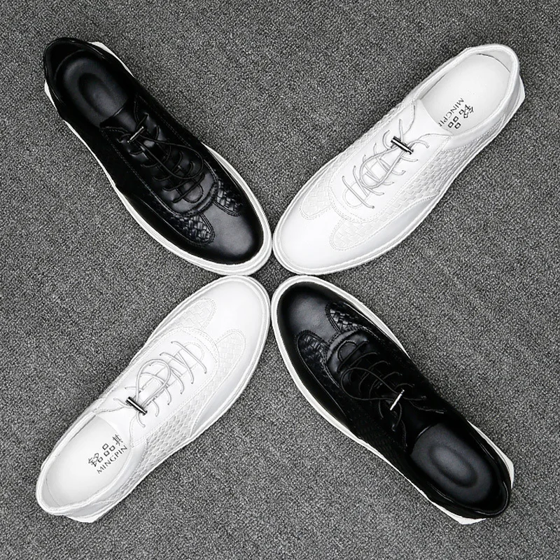 Dos up Couro Moda Apartamentos Quente Divisão Venda Mocassins Sapatos Lace Confortáveis Qualidade 2018 Homens Casuais White black De 4q7Xqw