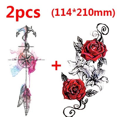 2pcs style 3 2 шт водонепроницаемые Временные татуировки съемные цветы переводная татуировка наклейки красивый боди-арт браслет на талию флеш-тату - Цвет: 2pcs style 3
