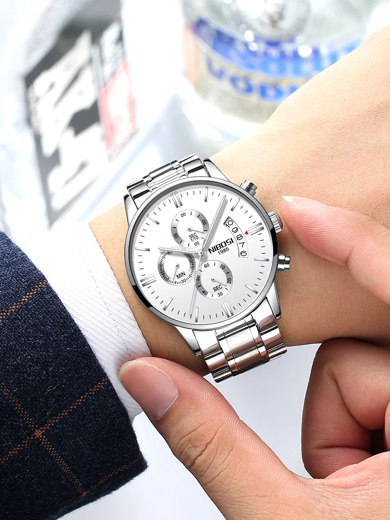 NIBOSI Men Watch Chronograph Sport Mens Watches Top Brand Luxury Waterproof Full Steel Quartz Gold Clock Men Relogio Masculino (22)