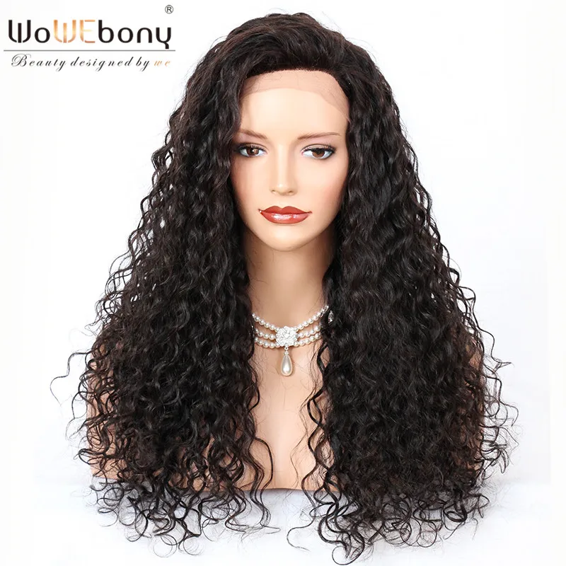 

Lace Front Human Hair Wigs Brazilian Remy Hair 13*4 Curly Human Hair Wig Pre Pulcked Bleached Knots WoWEbony