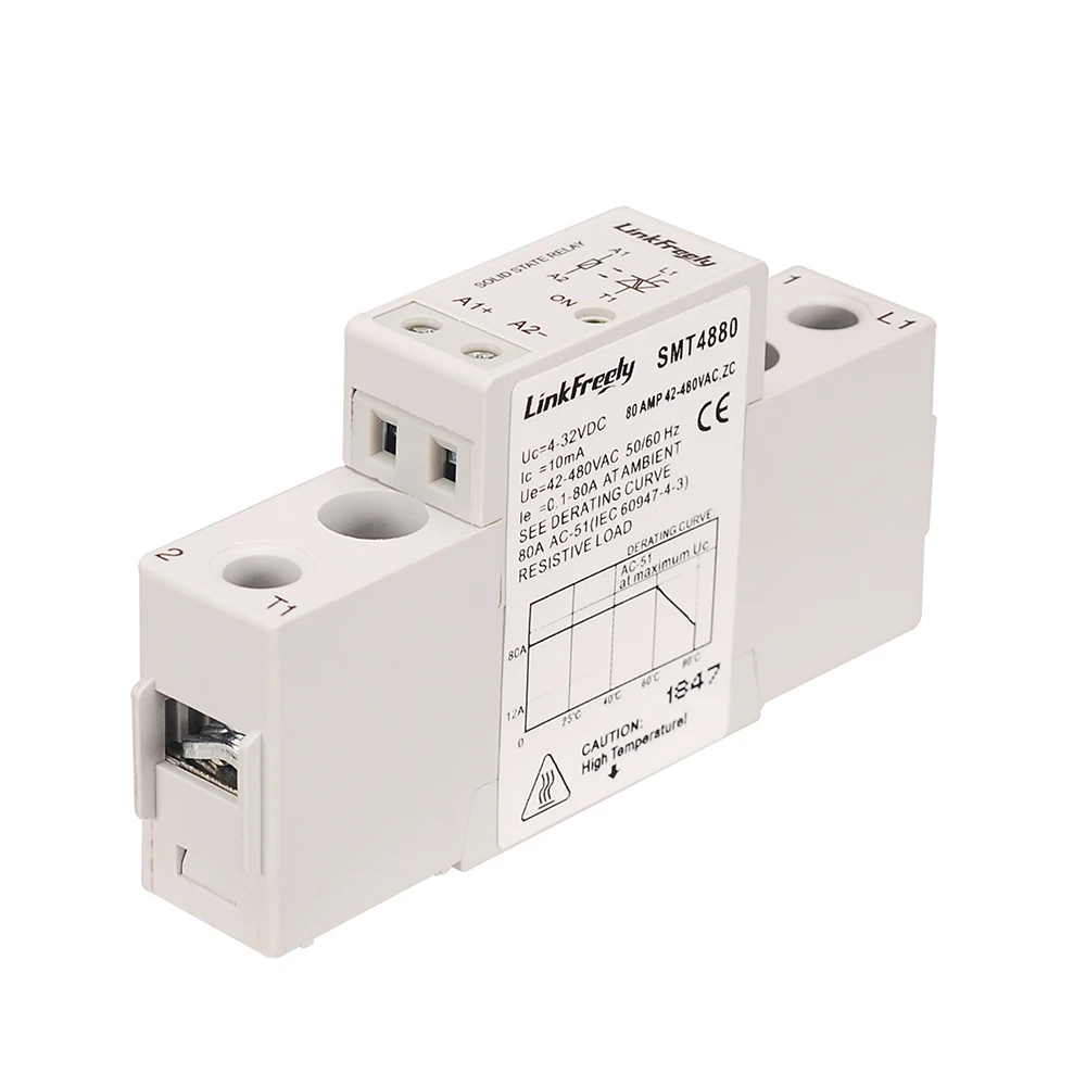 

SMT4880 80A Mini Semiconductor Solid State Relay 5V 12V 24VDC Input Output 42-480VAC Voltage SSR Relay Module & Board DC AC