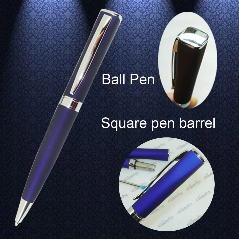 6pcs/lot Ballpoint Pens Square barrel Rubberized Metal Mechanical Twist Ball Pen with Cross