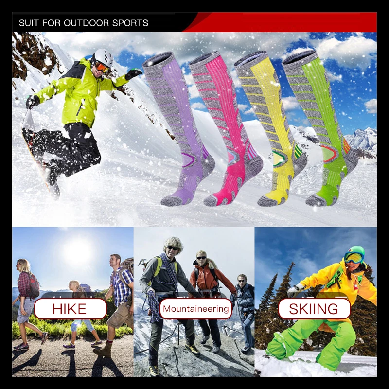Upgrade длинные Лыжные носки Плотные хлопковые теплые чулки для кемпинга катания на коньках гетры спортивные сноуборд лыжные носки для мужчин и женщин