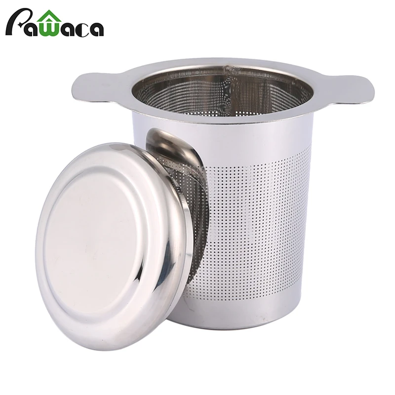 

Reusable Stainless Steel Tea Infuser Filter Mug Basket Tea Strainer with 2 Handles Lid Tea and Coffee Filters for Loose Tea Leaf