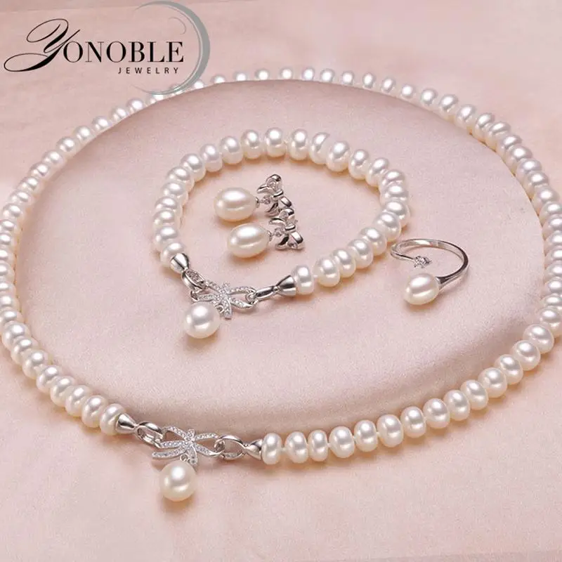 Pearl Necklace Bracelet Earrings Jewellery Set Wedding Bride Any Occasion Gift 