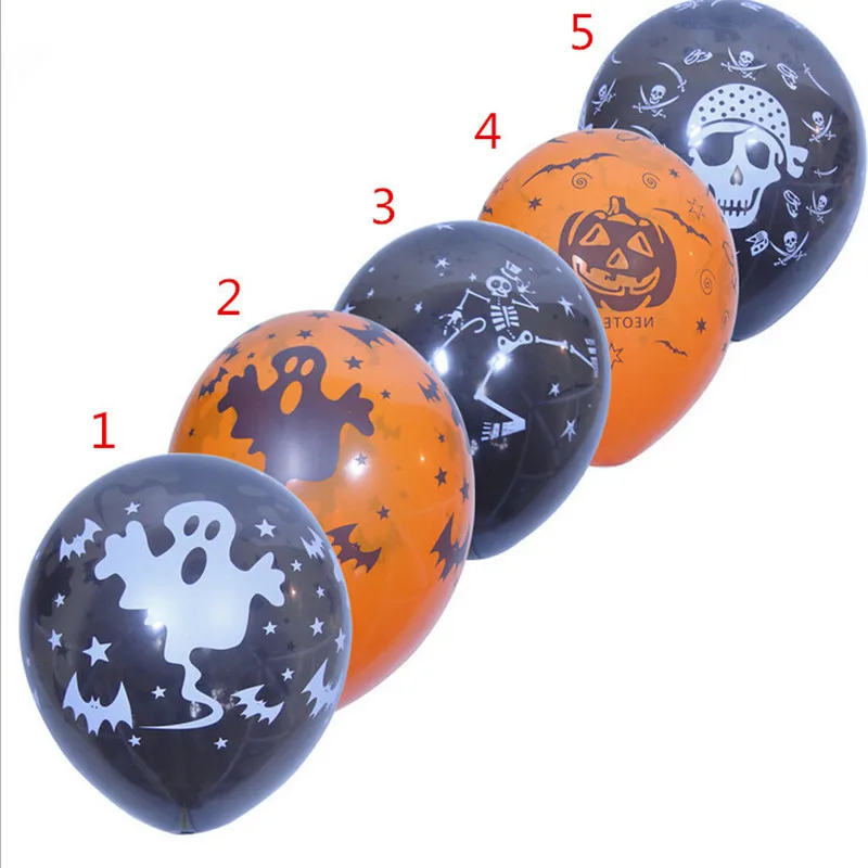 10 pcs 12'' Halloween theme cartoon pumpkin ghost skull Latex Balloon Helium Baby shower Party Wedding Decoration  Balloon