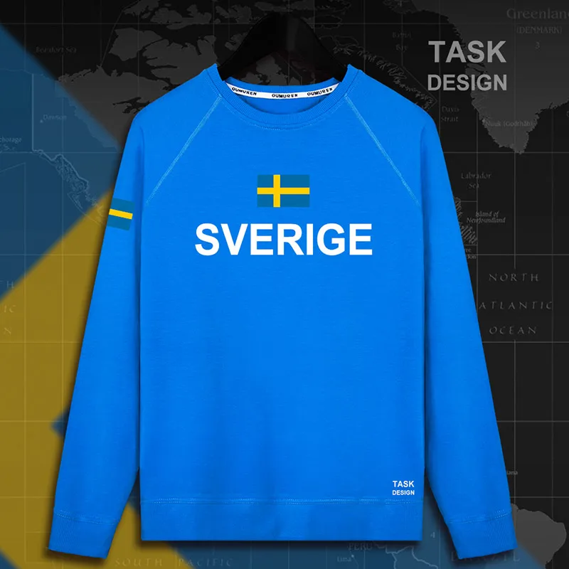 Sweden Sverige Sweden Swede SE SWE мужские толстовки с капюшоном, пуловеры, мужские толстовки, тонкая новая уличная одежда, трикотажный спортивный костюм - Цвет: roundneck-brightblue