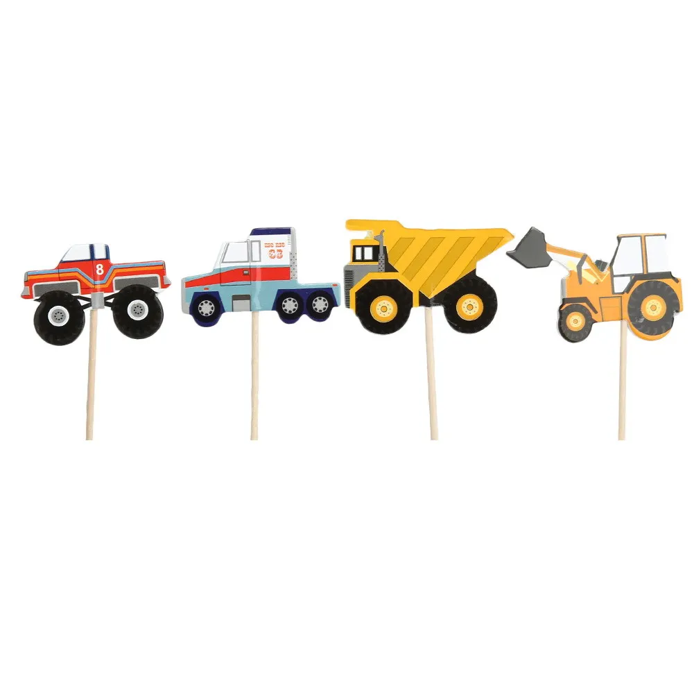 Ферма тема строительная машина с днем рождения баннер грузовик экскаватор гирлянда трактор кекс Топпер тату стикер вечерние украшения