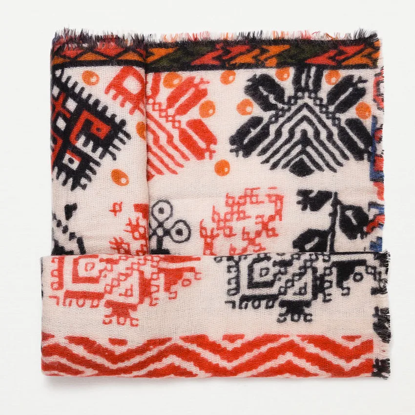 Spain 2016 new winter cashmere scarf printed acrylic blankets style