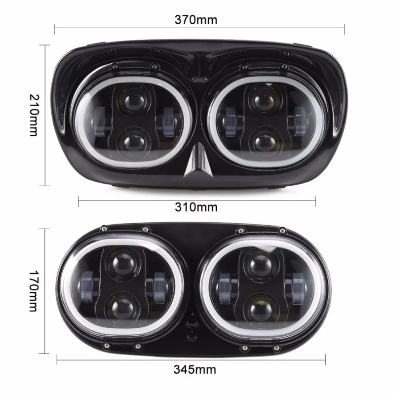FADUIES 80W LED Projector Road Glide Headlights Assembly Angel Eyes Halo DRL Dual headlamp For Harley Road Glide head lamp (21)