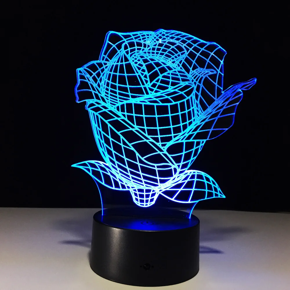 Single roses 3D lights 7 color touch creative gift led lights 563in