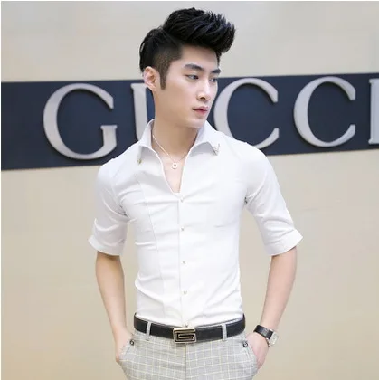 2015 Summer New Sleeve Shirt Men Cultivating England Boys Open