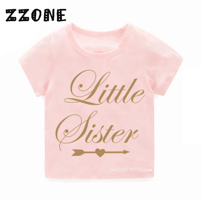 Детская модная футболка детская с надписью Little Sister детские летние топы короткими
