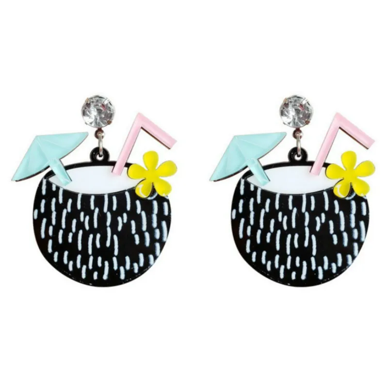 

2019 New Acrylic Crystal Earrings Women Cute Romantic Geometric Big Flower Straw Coconut Earrings Brincos Pendientes Oorbellen