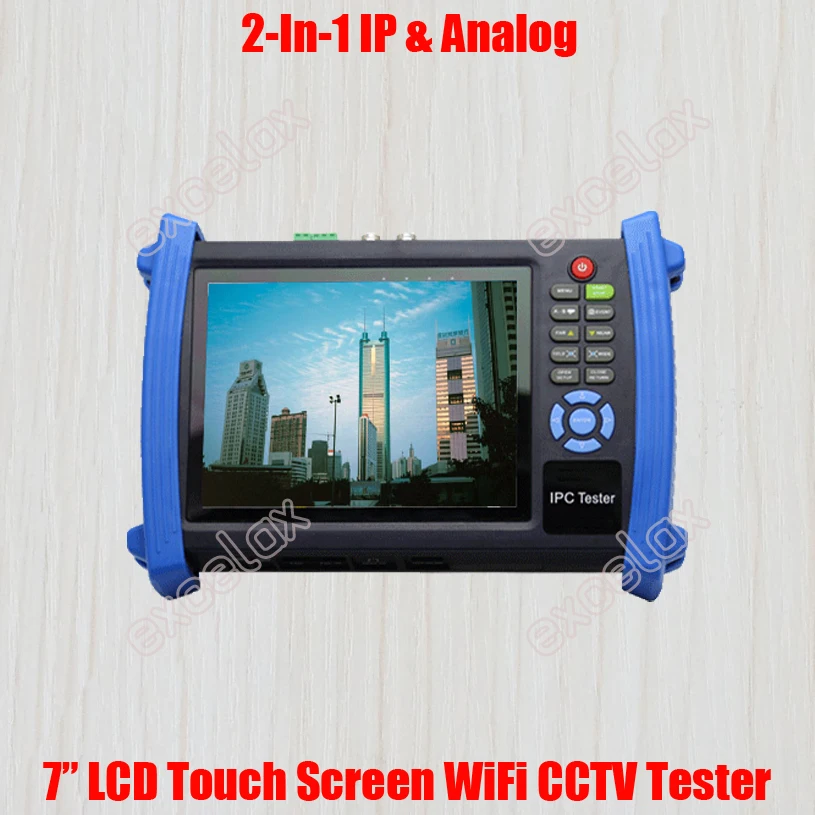  2-In-1 IP & Analog Camera CCTV Tester 7" LCD Touch Screen WiFi Wireless IPC PoE TDR RS485 Optic Power Multimeter 